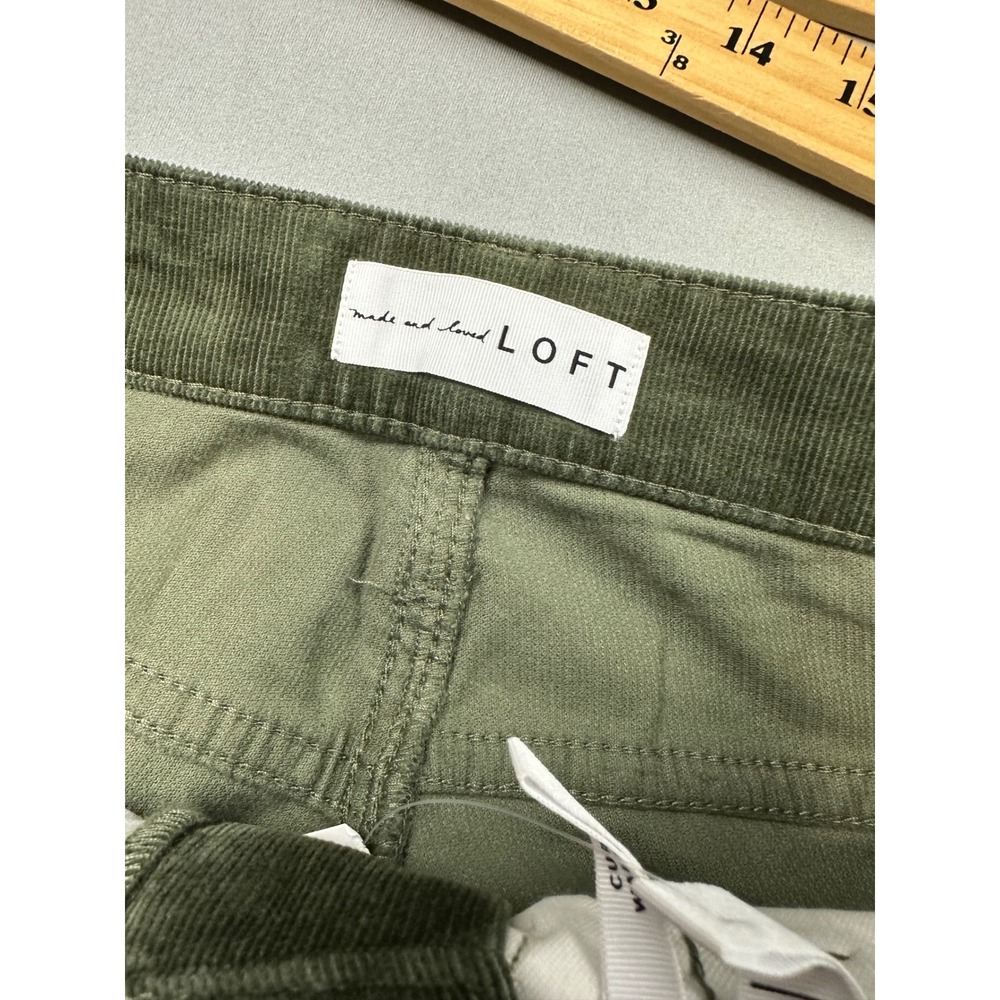 LOFT Curvy High Waist Skinny Corduroy Pants Olive Green Size 30 10 NEW - Picture 2 of 11